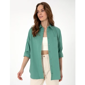 Pierre Cardin Kadın Yeşil Oversize Uzun Kollu Gömlek 50313596-VR054