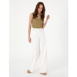 Pierre Cardin Kadın Beyaz Yüksek Bel Loose Fit Pantolon 50313136-VR013
