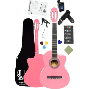 CG-3901PK Klasik Gitar 4/4 Sap Ayarlı Kesik Kasa Full Set - Pembe