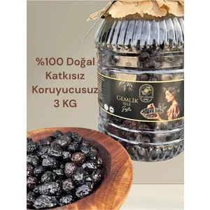 Elif Hanım Çiftliği GEMLİK KURU SELE SİYAH ZEYTİN( sıfıra yakın az tuzlu) 3 Kg ( %100 Doğal - Katkısız - Koruyucusuz)
