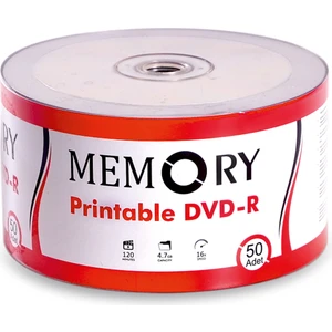 MEMORY Printable Dvd-R 16x 4.7 Gb 50 Li Adet Boş Printable Dvd pdvd