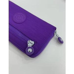 Kadın Krinkıl Kumaş Metal Fermuarlı Kartlık ve Bozuk Para Bölmeli Cüzdan