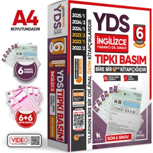 2025 YDS İngilizce ÖSYM Tıpkı Basım Çıkmış Soru 6lı Deneme Paketi Video/PDF Çözümlü Türkiye Geneli