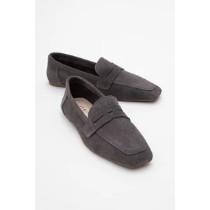 Morne Füme Süet  Deri Kadın Loafer Ayakkabı
