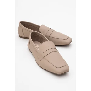 Morne Bej Cilt  Deri Kadın Loafer Ayakkabı
