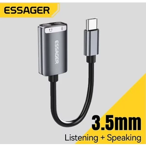 Type-C To 3.5mm Harici Ses Kartı CE/FC/ROHS Lisanslı Çift Giriş Mikrofon/Kulaklık/Hoparlör Ses Ara Birimi Orjinal