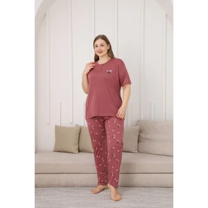 Kadın Büyük Beden Viskon Kumaş Pijama Takımı
