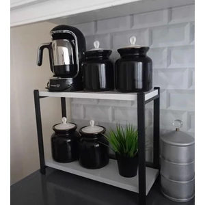 Bambeds Mobilya Metal Mutfak Tezgah Üstü Organizer 2 Raflı Banyo Mutfak Düzenleyici Beyaz