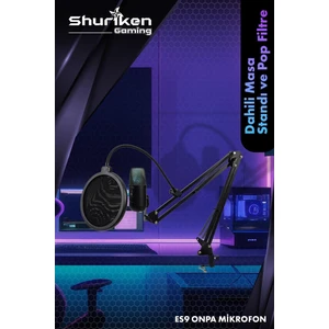 Shuriken ES9 ONPA RGB Gaming Profesyonel Oyuncu Yayıncı Mikrofonu + Masa Standı + Masa Tutacağı + Mikrofon Filtresi