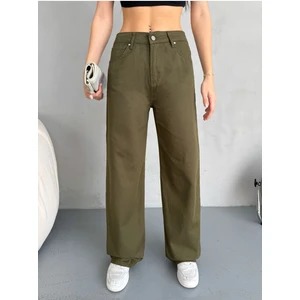 Kadın Yüksek Bel Kar Yıkama Likralı Geniş Paça Palazzo Jeans