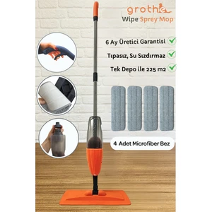 Wipe Sprey Mop Turuncu - 4 Mop Bezli - Tıpasız Sistem - 700 Cc Su Hazneli (ÜRETİCİ GARANTİLİ) GRTSM-01