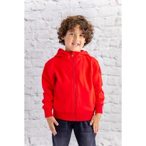 Unisex Çocuk Basic Kapüşonlu Ceket - Kırmızı