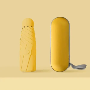 Özel Kılıflı UV korumalı Portatif Kapsül Şemsiye - Sarı