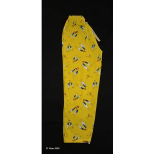 Sarı Kumaş Üzerinde Kuş Desenli Pijama Altı