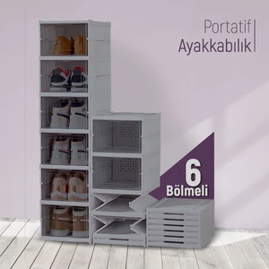 Trend Maison Katlanabilir Portatif 6 Katlı Plastik Ayakkabılık Düzenleyici