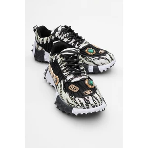 Vero Siyah Desenli Taşlı Kadın Spor Ayakkabı