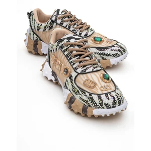 Vero Bej Desenli Taşlı Kadın Spor Ayakkabı