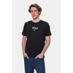 Sherman Beyaz Bisiklet Yaka Baskılı Standard Fit Erkek Tshirt