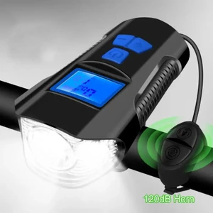 Bisiklet Hız Göstergesi Km Sayaç Fener Korna Lcd Ekran Ön Far Lamba  3in1 Gidon