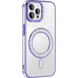 M.tk moveteck Apple iPhone 12 Pro Uyumlu Kılıf Kamera Çıkıntılı Korumalı Parlak Parılıtı Taşlı Yuvarlak Magsafe Halkalı