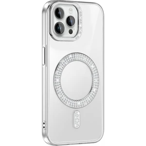 M.tk moveteck Apple iPhone 12 Pro Uyumlu Kılıf Kamera Çıkıntılı Korumalı Parlak Parılıtı Taşlı Yuvarlak Magsafe Halkalı