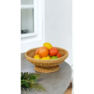 Yuvarlak 32  cm  Ayaklı Meyvelik 700694 Dekoratif Hasır Sunumluk