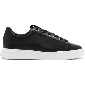 Erkek Siyah Bağcıklı Deri Sneaker 25SFD707518