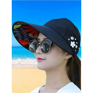 Kadın Çiçek Desenli Yazlık Vizör Şapka