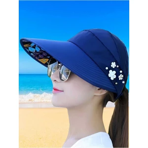 Kadın Çiçek Desenli Yazlık Vizör Şapka