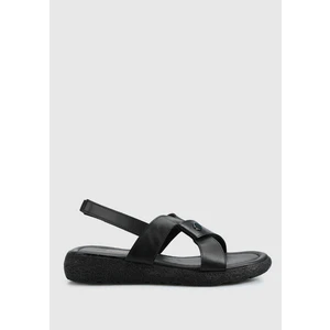 Siyah Kadın Düz Sandalet