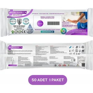 Doctor Silver Ion Gümüş İyonlu Özel Formül, Kızarık Önleyici Genital ve Perinel Bölge Büyük Bakım Mendili 50 Adet (1 Paket)