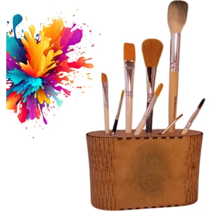 Toprakana Art Yağlı Boya, Guaj ve Sulu Boya Resim Fırçaları Için Fırça Tutucu Oval Fırçalık Stand