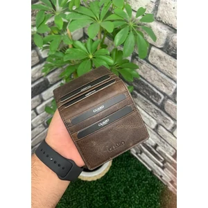 Derije Hakiki Deri Antik Kahve Patlı Tasarım Unisex Kartlık (T1440)