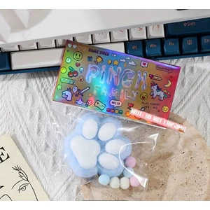 Kedi Patisi Taba Squishy Stress Oyuncağı Sukuşi Pati, Tüylü Oyuncak Mavi Kawaii Kore Tarzı Çocuk Oyuncağı