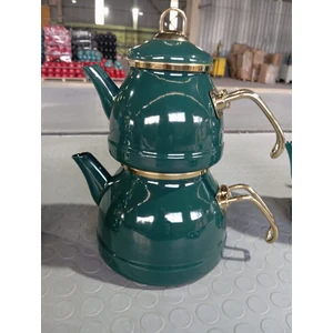 Emayye -Emaye büyük boy çaydanlık - koyu yeşil