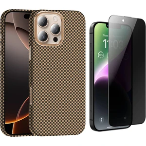 iPhone 16 Pro Max Kılıf Magsafe Şarj Özellikli Karbon Fiber Görünümlü Zore Gros Kapak + Hayalet Ekran Koruyucu