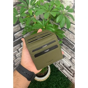 Derije Hakiki Deri Haki Yeşil Patlı Tasarım Unisex Kartlık (T427)