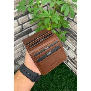 Derije Hakiki Deri Taba/Kahve Patlı Tasarım Unisex Kartlık (T428)