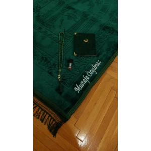 Kişiye Özel İsimli Kadife Peluş Seccade, Kadife Kapak Yasin-İ Şerif Ve İnci Tesbih Hediyelik Çeyizlik Set