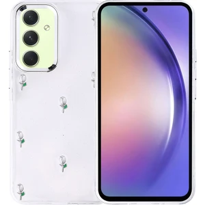 Galaxy A54 Kılıf Airbag Tasarımlı Simli Şeffaf Alt Kutup Kapak - Lale