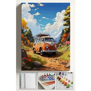 Sayılarla Boyama Çerçeveli Hobi Seti Numaralı Tuval Fırça Boya Dahil Kasnaklı 40X50 cm Küçük Vosvos