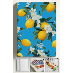 Sayılarla Boyama Çerçeveli Hobi Seti Numaralı Tuval Fırça Boya Dahil Kasnaklı 40X50 cm Limon Ağacı