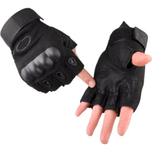 Asker Vadisi Taktik Eldiven Kemikli Korumalı Kesik Parmak Siyah Renk