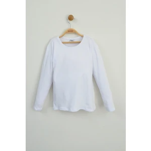 23 Nisan Kız Çocuk Uzun Kollu Düz Beyaz Badi (6-13 Yaş)