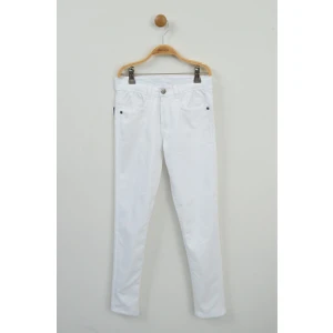 23 Nisan Beyaz Basic Likralı Unisex Çocuk Pantolon (5-12 Yaş)