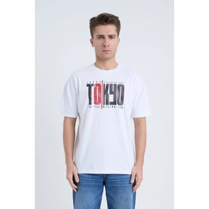 Erkek Oversize Siyah Desenli Tokyo T-Shırt