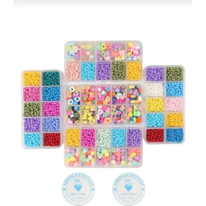 Yiğit Aksesuar 5 Kutulu Fimo Boncuk Kum Boncuk Akrilik Boncuk Takı Yapım Hobi Boncuk Seti