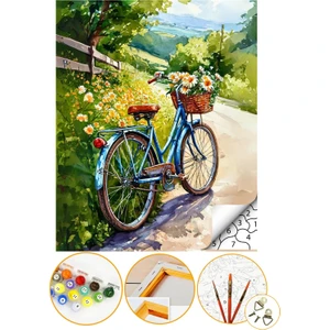 Sayılarla Boyama Numaralı Tuval Seti Fırça Boya Dahil 40X50CM Bisiklet
