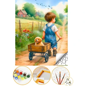 Sayılarla Boyama Numaralı Tuval Seti Fırça Boya Dahil 40X50CM Çocuk