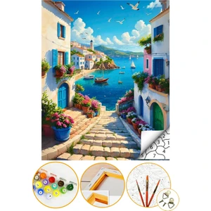 Sayılarla Boyama Numaralı Tuval Seti Fırça Boya Dahil 40X50CM Manzara